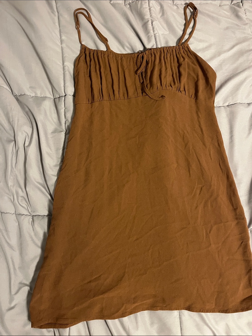 Brown Spaghetti Strap Mini Dress